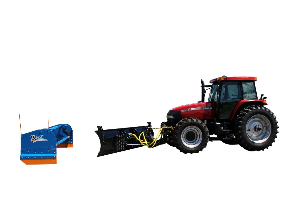 KAGE SnowStorm 2-in-1 3-point plow on a Case IH Tractor