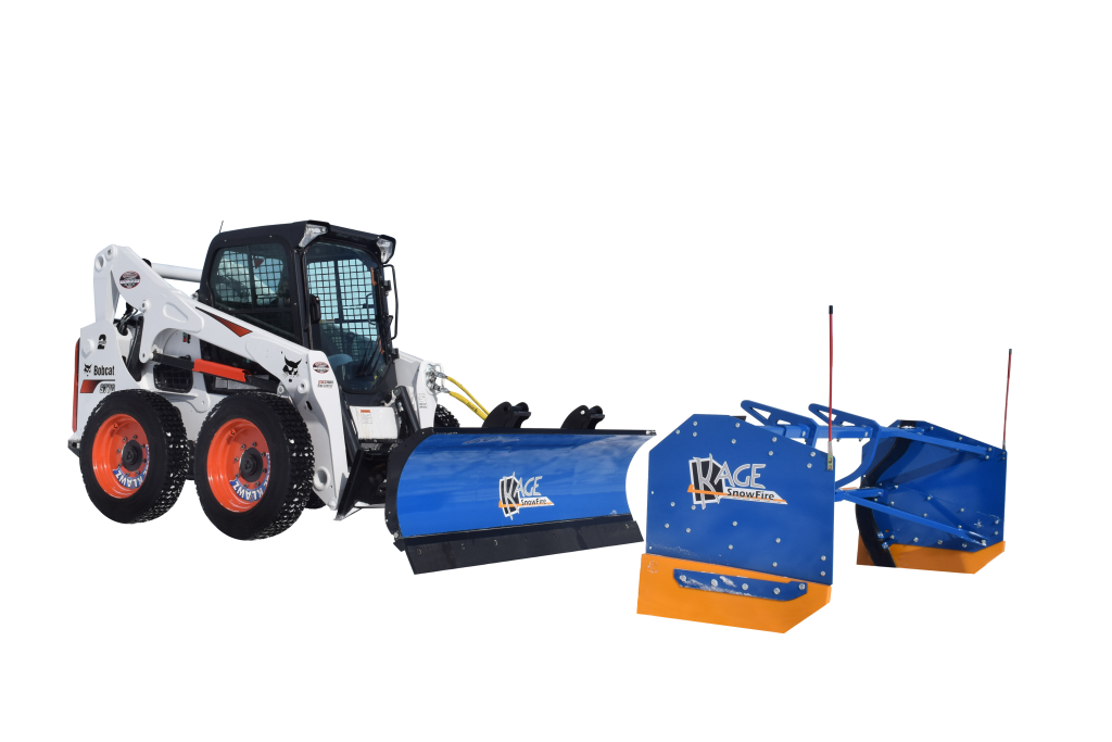 SnowFire Skid Steer Attachment Snow Plow on Bobcat