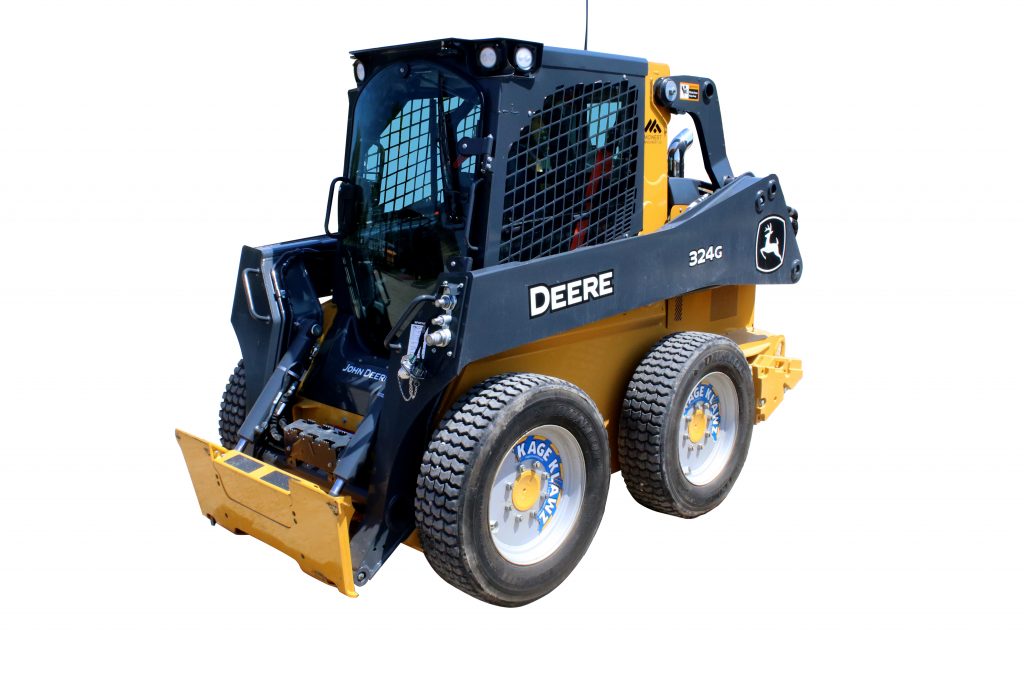 Kage Klawz snow tires on John Deere 324g skid steer